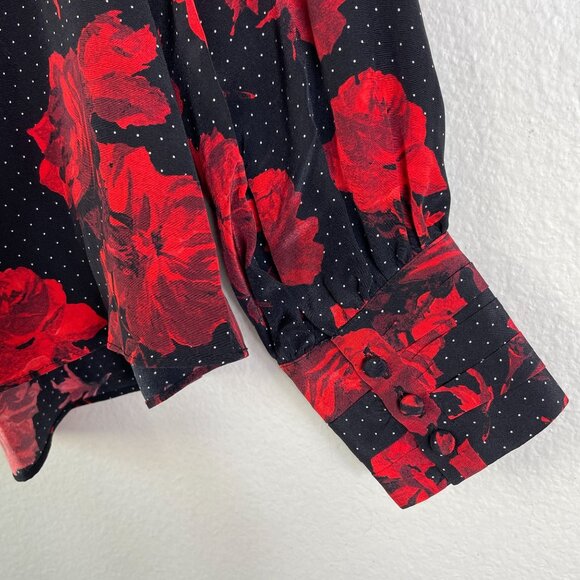 The Kooples Red and Black Floral Blouse - Picture 15 of 16